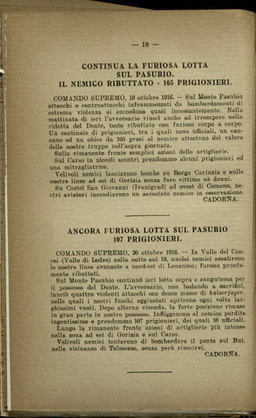 Il diario della nostra guerra : bollettini ufficiali dell'esercito e della marina